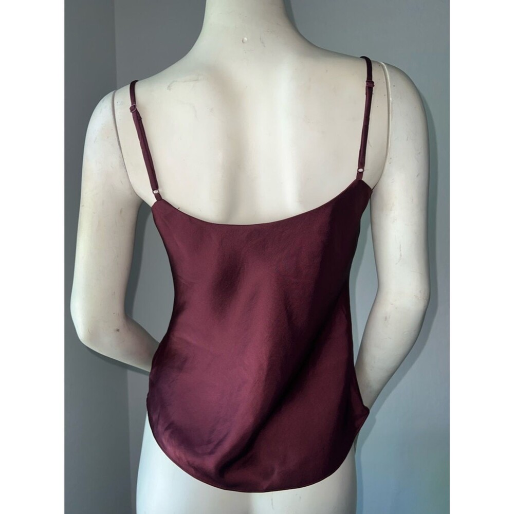 Aritzia Wilfred Burgundy Satin Scoop Neck Y2K Tank Top Camisole. Size Small. - Picture 5 of 6